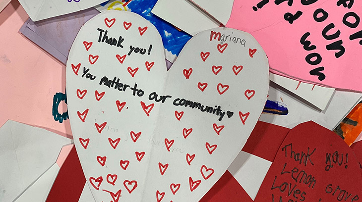 A collection of valentines from Lemon Grove Academy Elementary School.